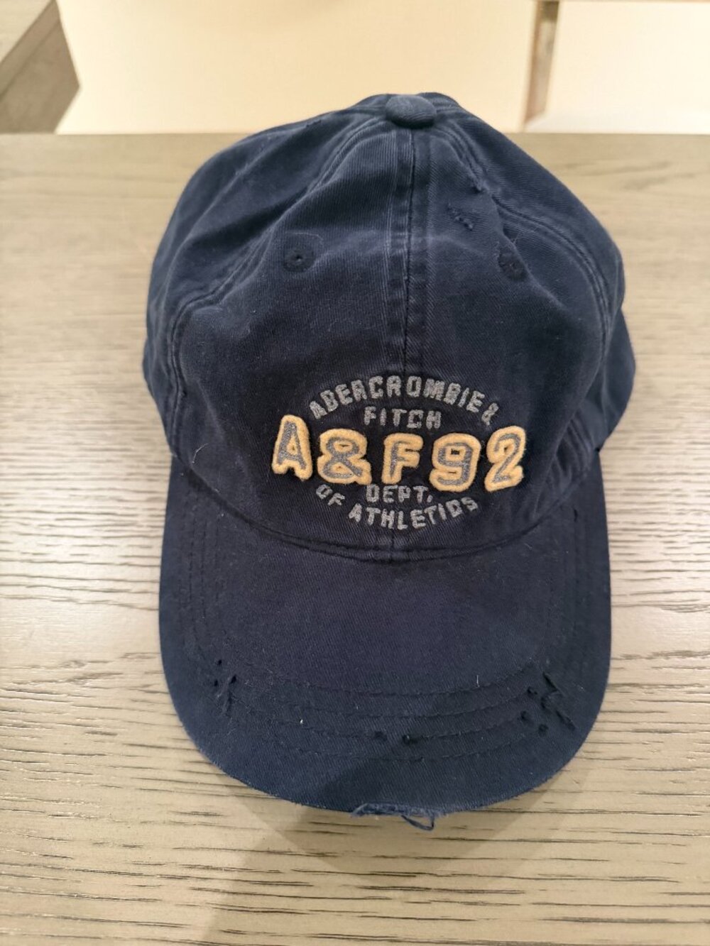 Vintage Abercrombie A & F 92 Dept of Athletics Vintage Cap Moose on Back Navy